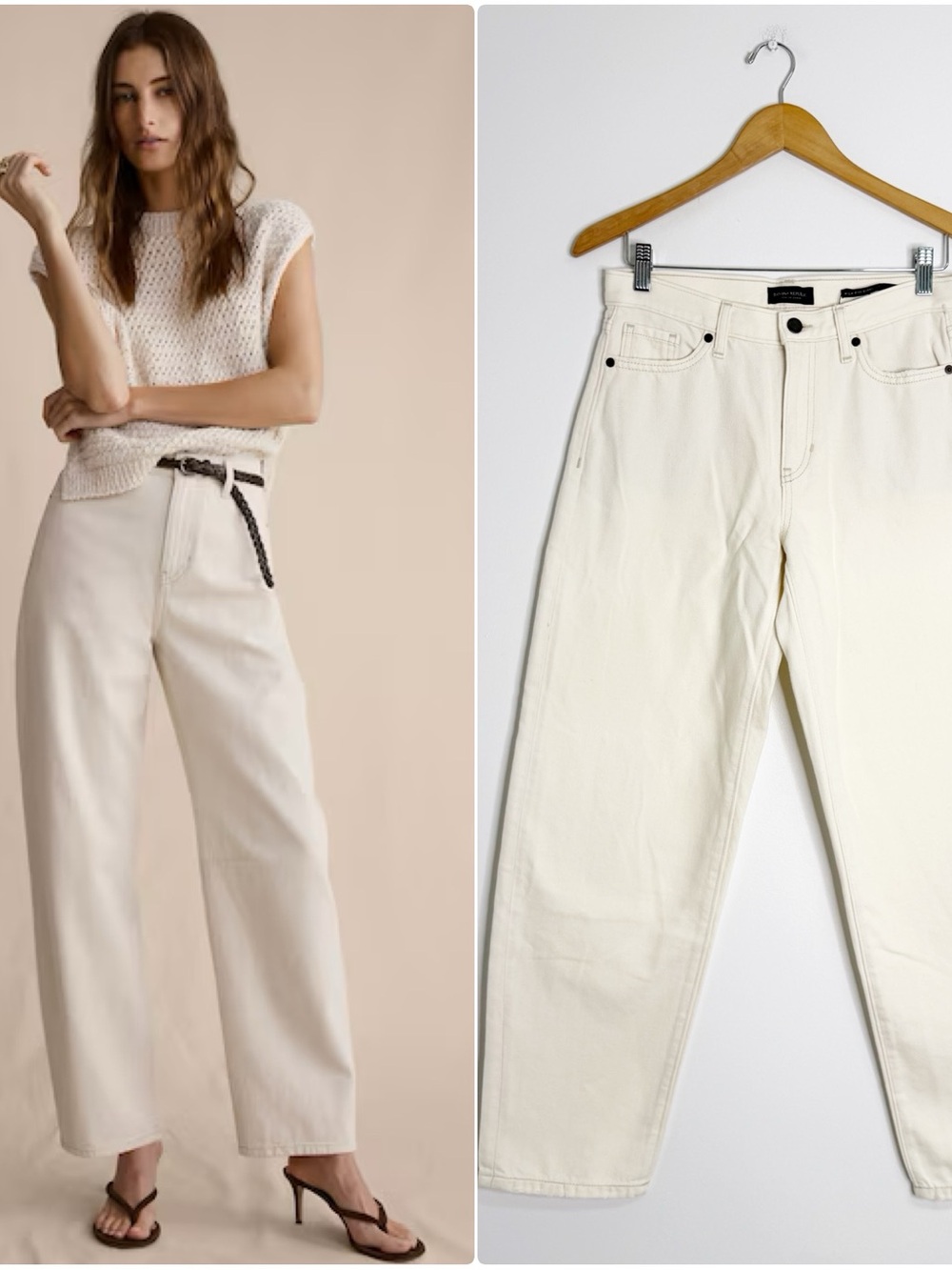 Banana Republic High Rise Barrel Jeans Women’s Size 26 Ivory New With Tags